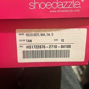 Tan heeled thigh high boots